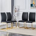 thumbnail image 1 of Llinc Store Set of 4 Black PU Simple Arch Dining Chair High Resilience Chairs with Arched Metal Gold Leg, 1 of 10