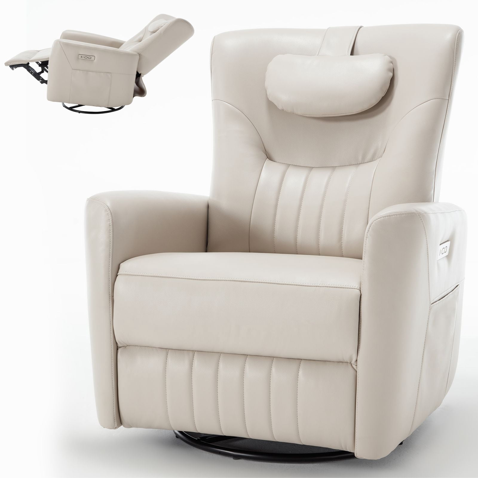 Llinc Store Swivel and Rocker Power Recliner Chair with USB and Type-C ...