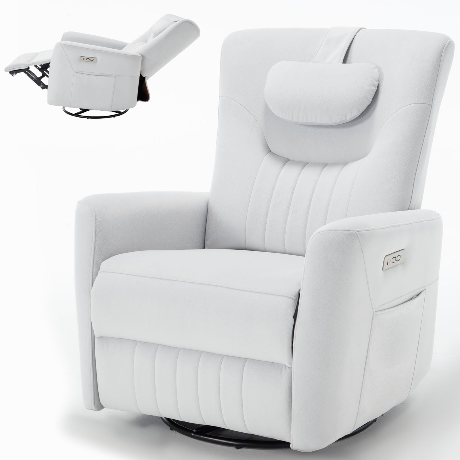 Llinc Store Swivel and Rocker Power Recliner Chair with USB and Type-C ...