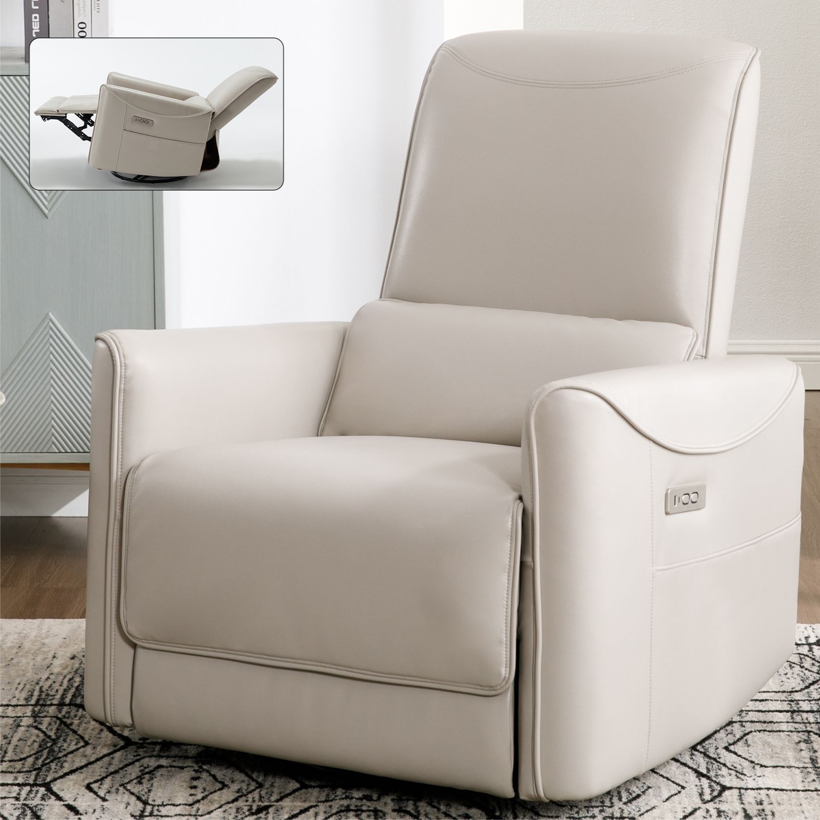 Llinc Store Swivel and Rocker Power Recliner Chair with Lumber Support ...
