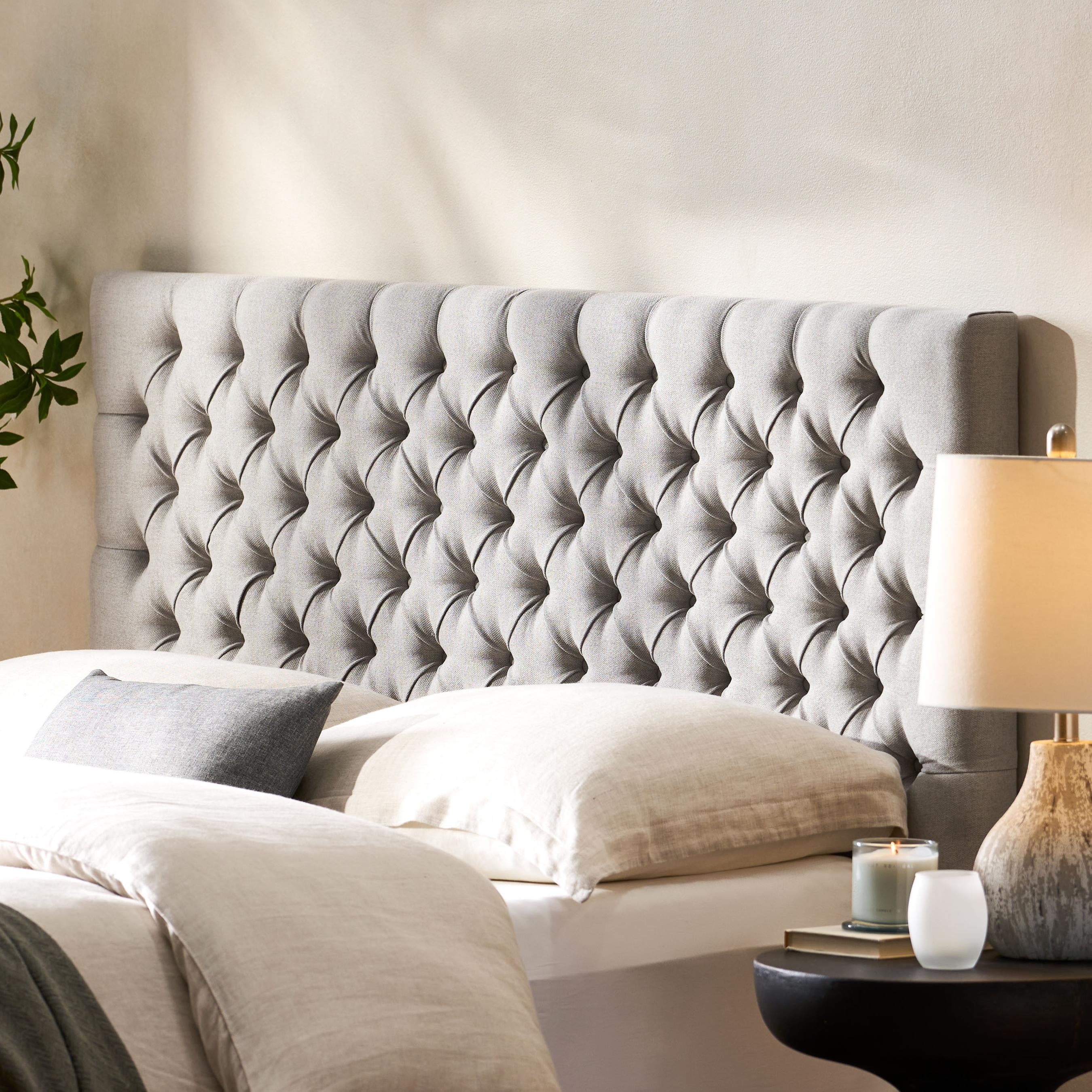 Llinc Store Upholstered Marshmallow Bed Headboard with Button Stud, Height Adjustable Headboard for Queen and Full-Size Bed Frames