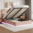 thumbnail image 1 of Llinc Store Upholstered Platform Full Size Hydraulic Storage Bed, Lift Up Storage Bed with Rgb Led Light, Bluetooth Speaker, No Box Spring Needed, Pink, 1 of 10