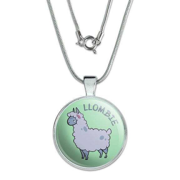 Llombie Llama Zombie 1" Pendant with Sterling Silver Plated Chain
