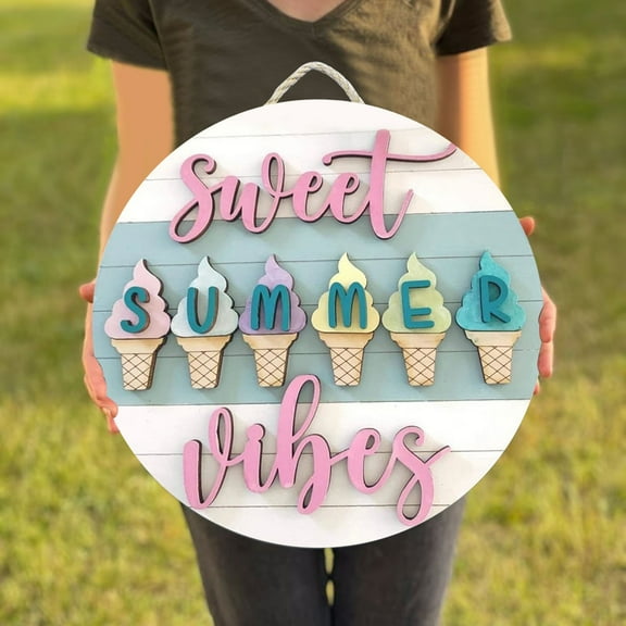 Lloopyting 1 Pcs Summer Door Hanger Popsicle Door Hanger Hello Summer Door Hanger Shiplap Door Hanger Hello Summer Sign Popsicle Sign Summer Sign Ice Creme Door Hanger Home Decor Room Decor Pink