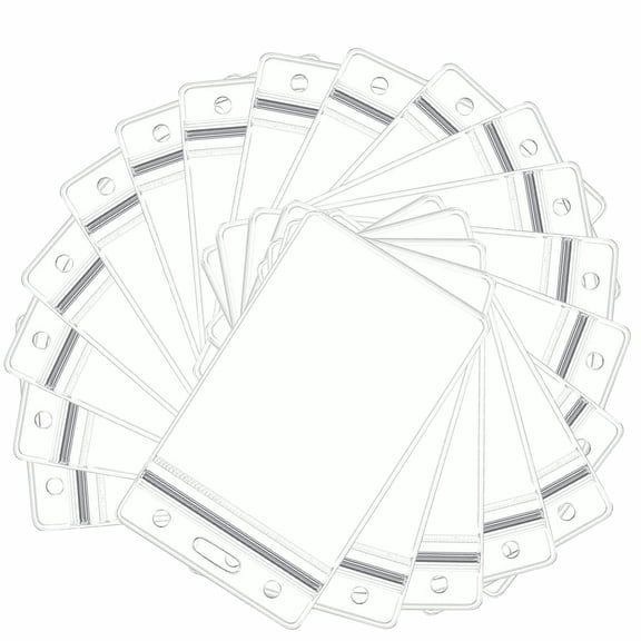 Lloopyting Plastic ID Badge Holder - Clear Soft Vinyl Card Sleeves with Lanyard Compatible, Waterproof Resealable Zip, 5/10/20 Pcs (3" W x 4.33" L)
