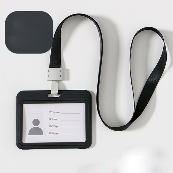 Lloopyting Card Sleeves Lanyards for Id Badges Double-Sided Transparent Employee Work Card Holder Employee Plastic Id Card Black 15*10*2cm