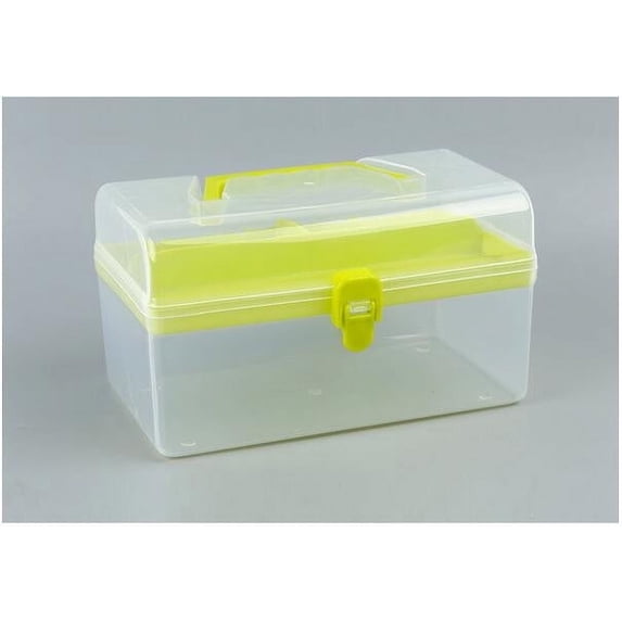 Lloopyting Clearance Storage Bags Ornament Organizer Storage Box Clear Plastic Multipurpose Portable Handled Organizer Storage Box Home Decor Room Decor Yellow 22*12*12cm