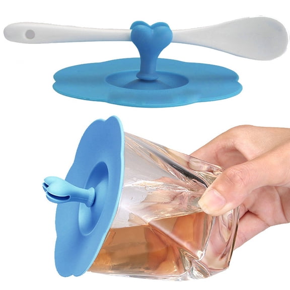 Lloopyting Clearance  Water Bottle Heart Silicone Leakproof Coffee Mug Suction Lid Cap Airtight Seal Cup Cover Kitchen Gadgets Blue