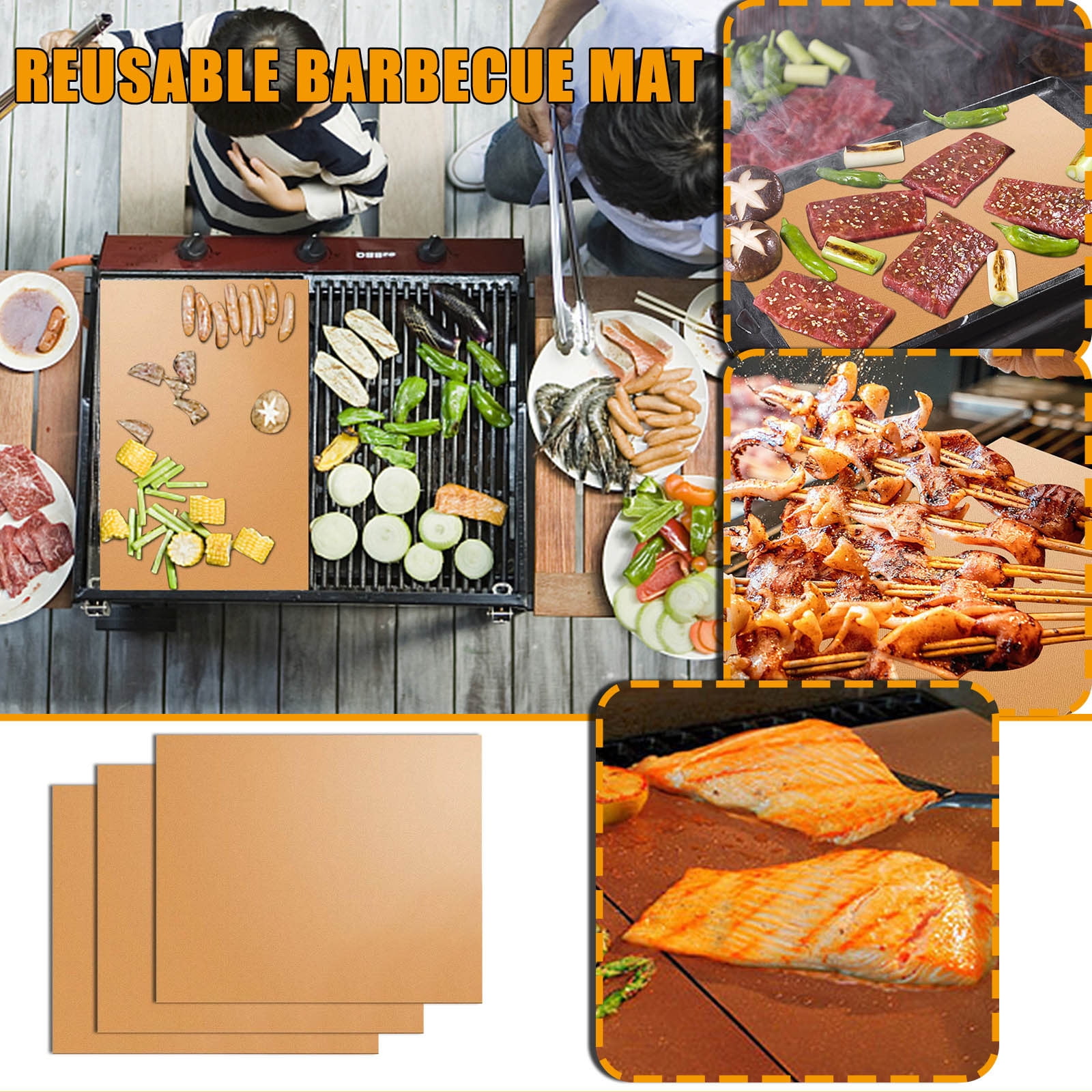Lloopyting Copper grill mats for outdoor grill Yoshi copper grill mat
