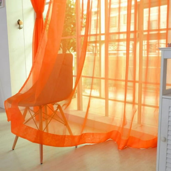 Lloopyting Curtains Shower Curtain Curtain Sheer Window Panel Pure Door 2 Scarf Pcs Drape Color Tulle Or Home Decor Room Decor Orange