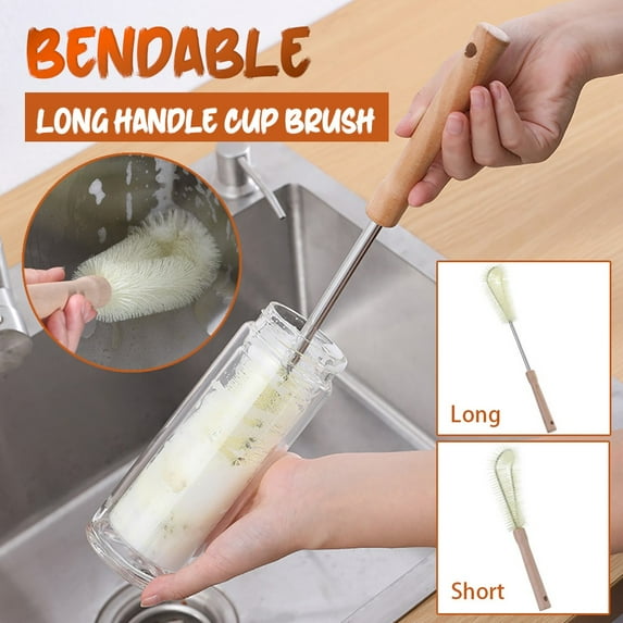 Lloopyting Dishwashing mop brush Dishwashing mop with handle Can and jar mop or brush Home Handle Brush Fiber Can Long Brush Brush Hang Short And Nylon Cleaning Cup Kitchen,Dining Bar
