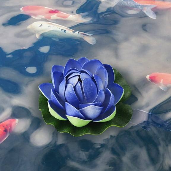 Lloopyting Fake Flowers Fake Plants Water Lily, Canopy, Pond, Fish Pond, Floating Decoration Props, Living Room, Fish Tank Decoration, Pu Leaves, Flowers Room Decor Blue 10*10*8Cm