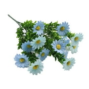 Lloopyting Fake Flowers Fake Plants Artificial Daisies Flowers Silk Cemetery Flower Daisy Faux Plastic Memorial Bouquet For Hanging Window Box Home Table Centerpieces Decor Room Decor Blue