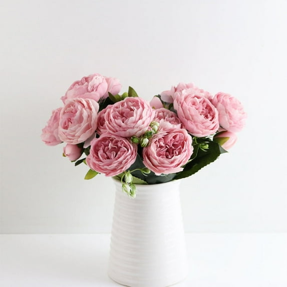Lloopyting Fake Plants Korean Style Bunch of Cloth Roses Artificial Fowers Fake Flowers Home Decor Wedding Gifts Room Decor Gifts for Women Pink 30*6cm