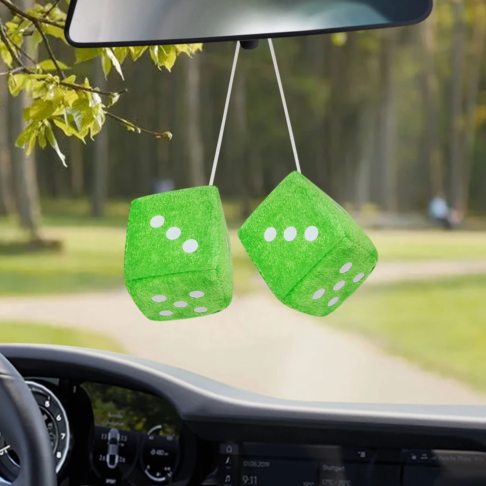 Lloopyting Fuzzy Dice for Car Rear View Mirror, Car Decorations, Pair ...