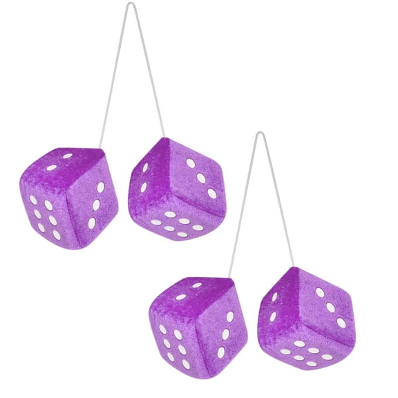 Lloopyting Fuzzy Dice for Car Rear View Mirror, Car Decorations, Pair Of Plush Dice Retro Hanging Ornaments Car Interior Rearview Mirror Decor Accessories,Rear View Mirror Hanging Accessories,Purple