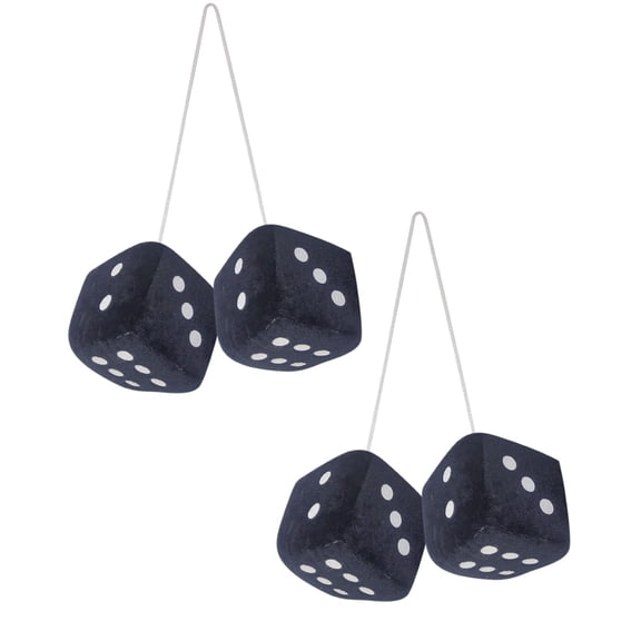Lloopyting Fuzzy Dice for Car Rear View Mirror, Car Decorations, Pair Of Plush Dice Retro Hanging Ornaments Car Interior Rearview Mirror Decor Accessories,Rear View Mirror Hanging Accessories,Black