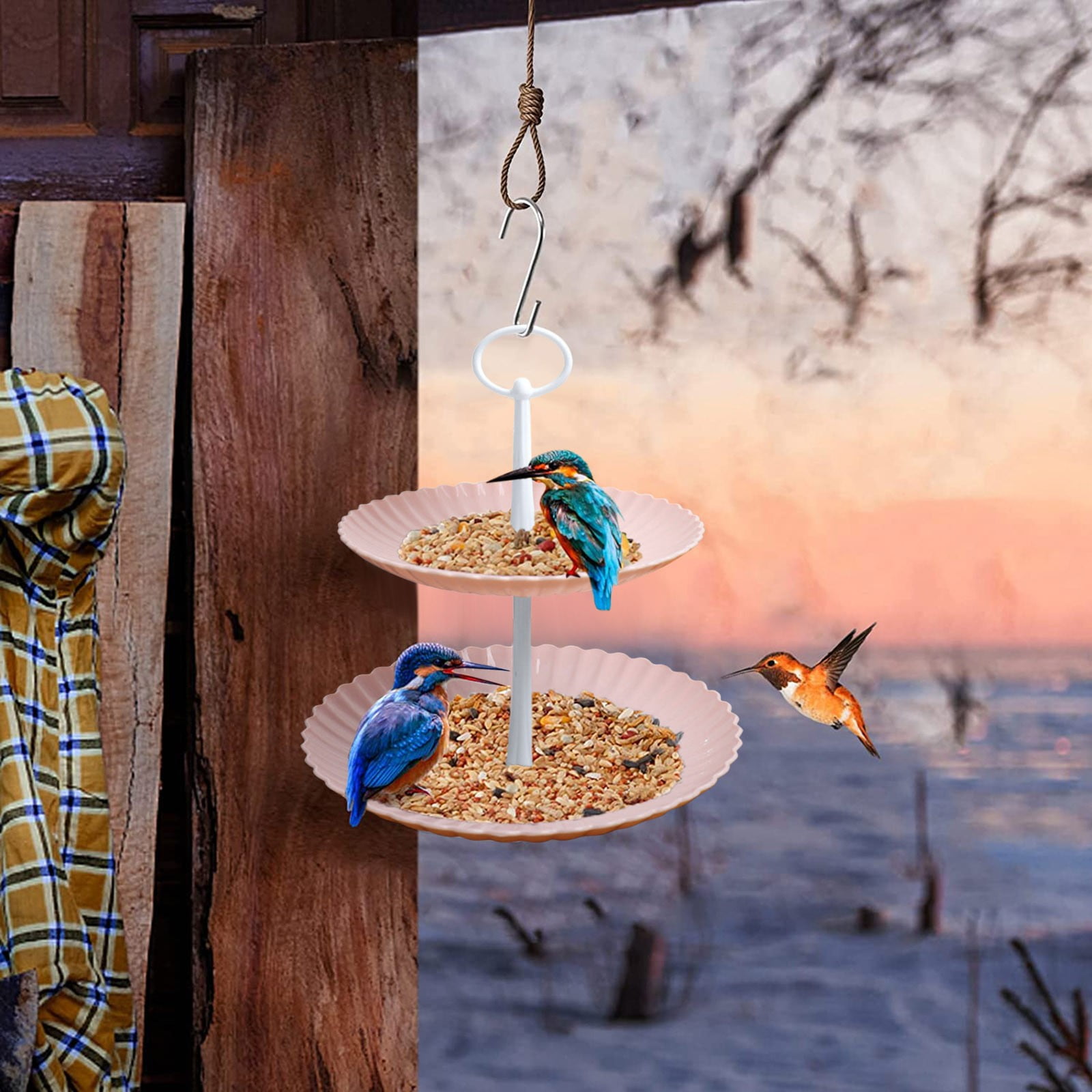 Lloopyting Hummingbird feeders outdoor stand Bird seed cake holder Bird cake holders European