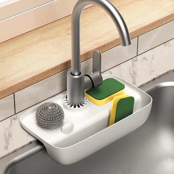 Lloopyting Kitchen Mat Dish Drying Mat Sink Holder Sink Rack With Drain Basket Kitchen Sink Organizer Storage Rack For Home Kitchen 27.5*16*7Cm
