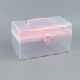 thumbnail image 1 of Bifavgk Pink Clear Plastic Storage Tote - Pink Storage Tote, Pink & Clear Totes for Storage, Home, Office & Dorm Essentials For Women (Portable), 1 of 7