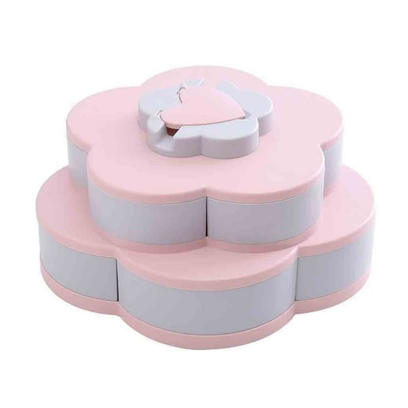 Lloopyting Pink floral kitchen Pink kitchen storage Pink kitchen accessories Trays Bloom Rotating Snack Box Flower Design Candy Food Storage Box Jewelry Organizer