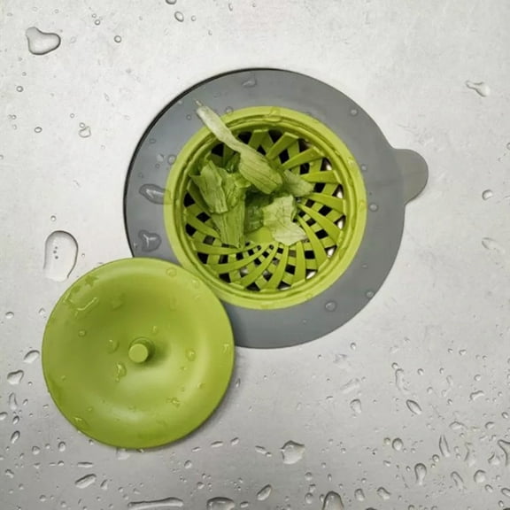 Lloopyting Sink Drain Strainer Funnel 1Pcs Kitchen Filter Sewer Round Kitchen Sink with Cover Stopper Waste Plug Kitchen Gadgets Green 20*16*4cm
