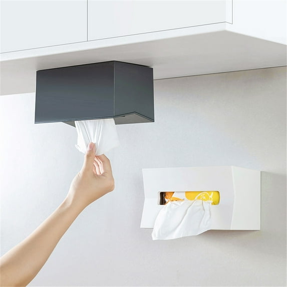 Lloopyting Tissue Box Cover Kleenex Tissues Cube Boxes Multi-Function Desk Tray Wall-Mounted Bathroom Paper Towel Storage Box Home Decor Room Decor White 20.5*10.2*11.9cm