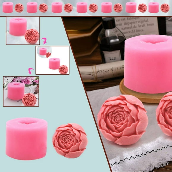 Lloopyting Plaster Of Paris And Molds Rose Wax Mold Baking Kit Rose Wax Candle Making Kit Candles Diy Rose Mold 3D Baking Three- Candle Home Diy Room Decor Home Decor Pink 5*5*5Cm