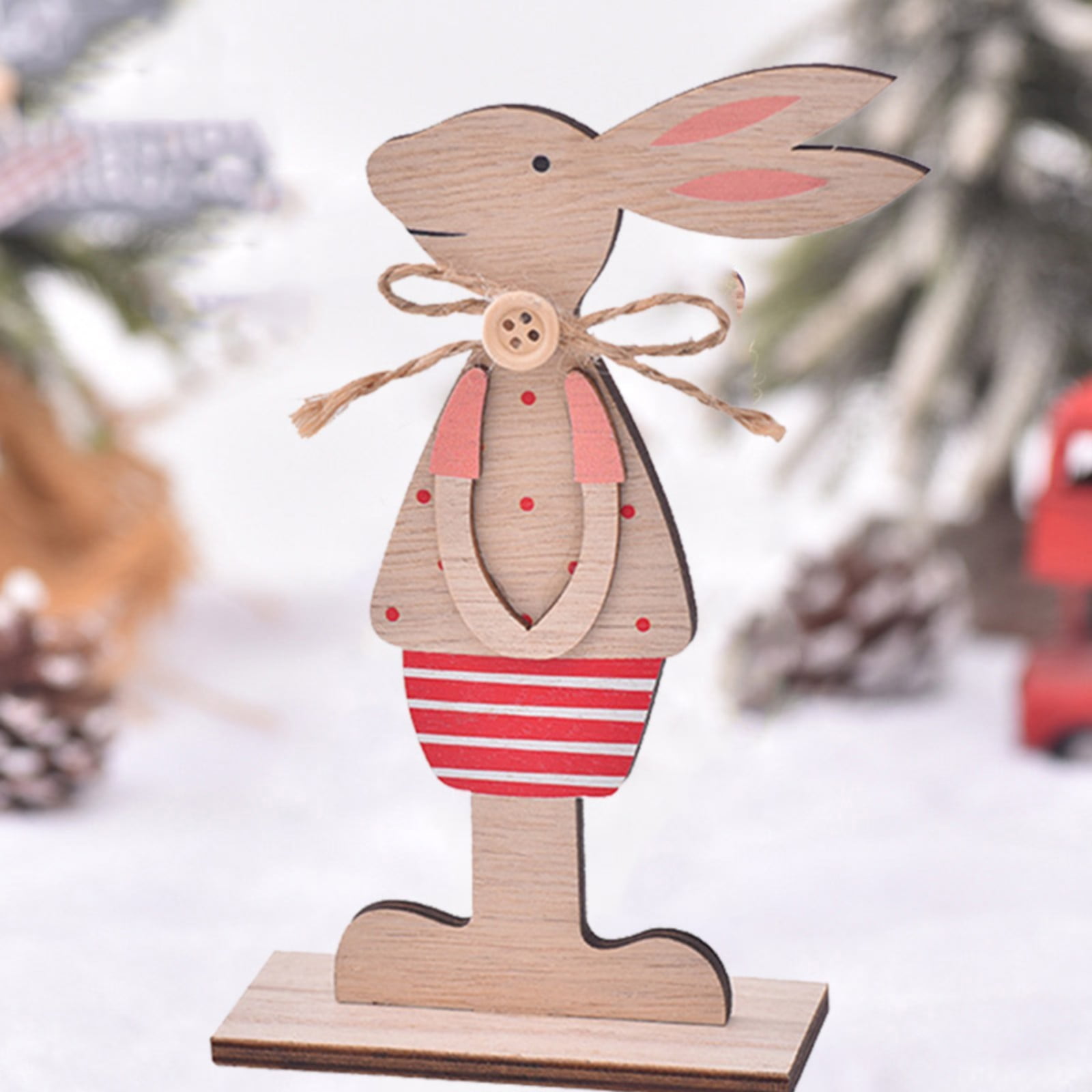 Lloopyting Wooden Small Rabbit Ornaments Home Desktop Decoration Easter