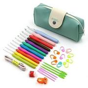 Lloopyting Crochet Set Hook Set Crafts Crochet Hooks Tool Hook Bag Knitting Yarn Sewing Needle Home Textiles 30 crochet hooks, yarn covers, knitting needles, sewing tools, ergonomic handlebar hooks