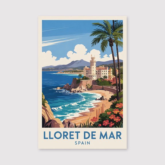 Lloret De Mar Travel Print Canvas Wall Art, Lloret De Mar Wall Hanging Home decor Lloret De Mar Canvas Art, Spain Art Canvas Lloret De Mar-1WN3524