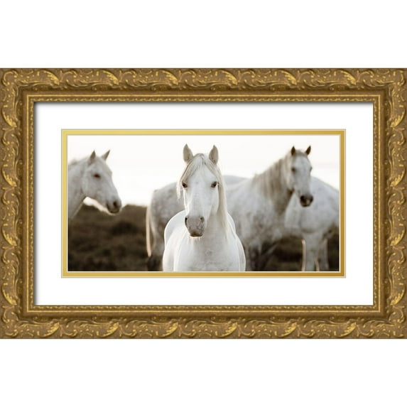 Llovet, Jorge 14x9 Gold Ornate Wood Framed with Double Matting Museum Art Print Titled - Horse Meeting