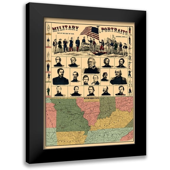 Lloyd 14x18 Black Modern Framed Museum Art Print Titled - Western Border States Military Portraits