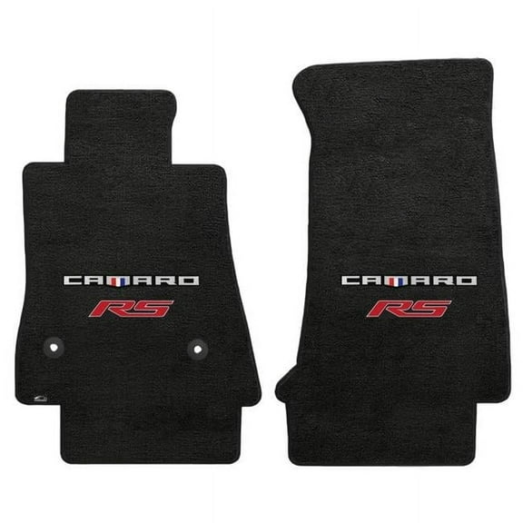 Lloyd Mats 2016-On Ebony Velourtex Camaro Plus RS Red Double Logo Mats, 2 Piece