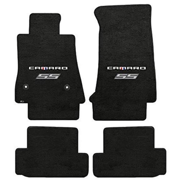 Lloyd Mats 2016-On Ebony Velourtex Camaro Plus SS Silver Double Logo Mats - 4 Piece