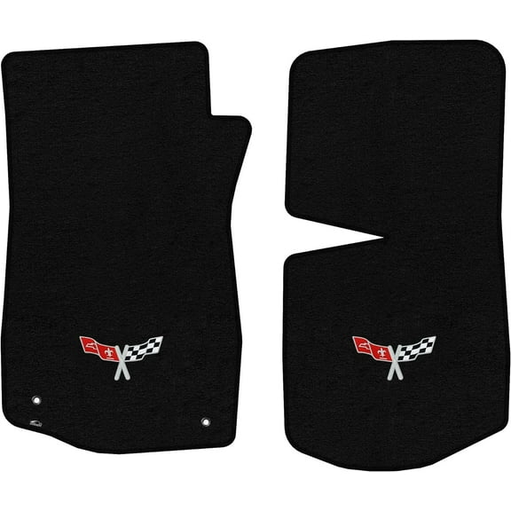 Lloyd Mats LogoMat Custom-Fit 2PC Carpet Floor Mats for 1977-1979 Chevrolet C3 Corvette, Black