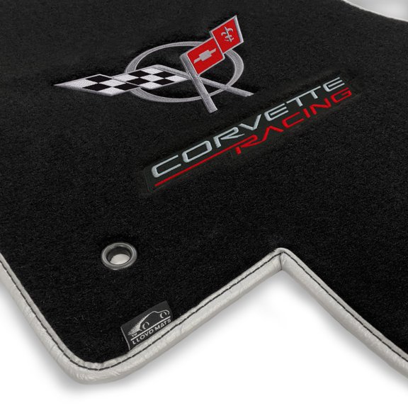 Lloyd Mats Custom Fit Floor Mats for C5 Corvette 1997-2004 Double Corvette Racing LogoMat 2Pc Set Black