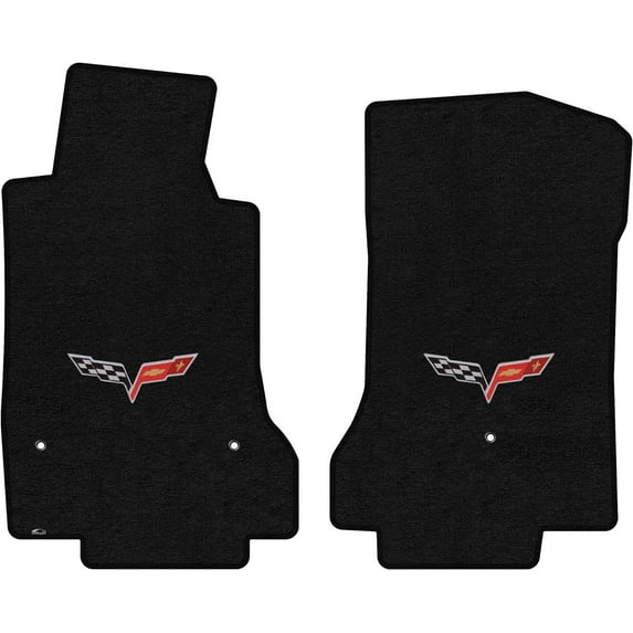Lloyd Mats LogoMat Custom-Fit 2PC Carpet Floor Mats for 2007.5-2013.5 Chevrolet C6 Corvette, Charcoal