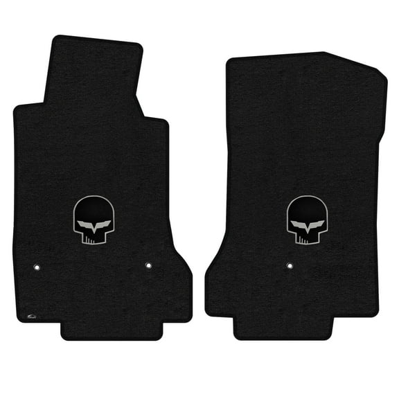 Lloyd Mats Custom Fit Floor Mats for C6 Corvette 2013.5 LogoMat 2Pc Set Charcoal (Pass Grommet 9.5" from door sill)