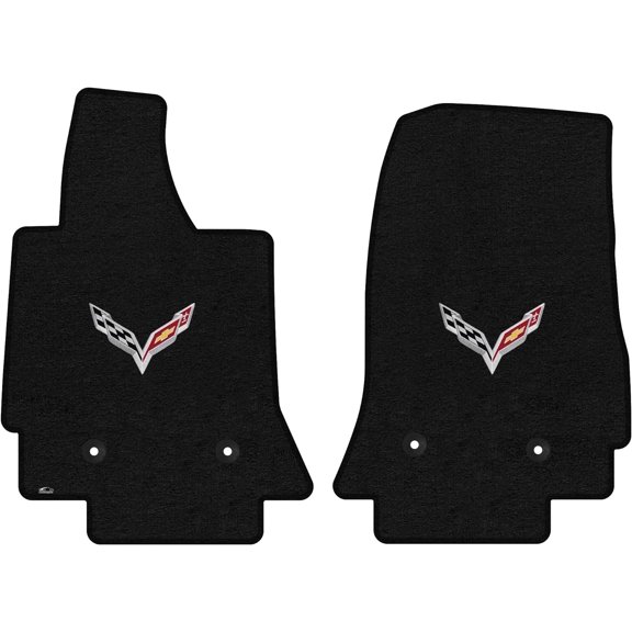 Lloyd Mats LogoMat Custom-Fit 2PC Carpet Floor Mats for 2014-2019 Chevrolet C7 Corvette, Charcoal