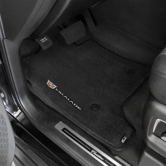 Lloyd Mats LogoMat Custom-Fit 3PC Carpet Floor Mats for 2015-2020 Cadillac Escalade w/2nd Row Buckets, Charcoal