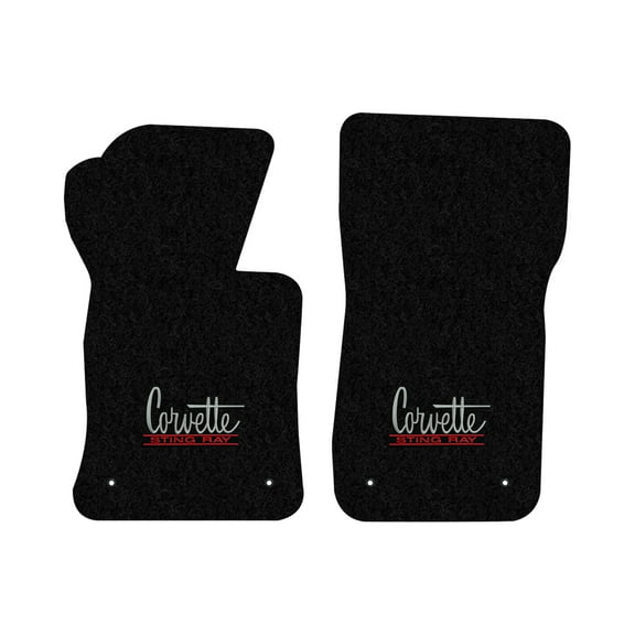 Lloyd Mats LogoMat Custom-Fit 2PC Carpet Floor Mats for 1966-1967 Chevrolet Corvette, Black