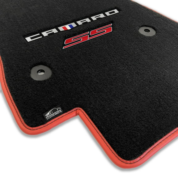 Lloyd Mats LogoMat Custom-Fit 4PC Carpet Floor Mats for 2016-2024 Chevrolet Camaro, Charcoal