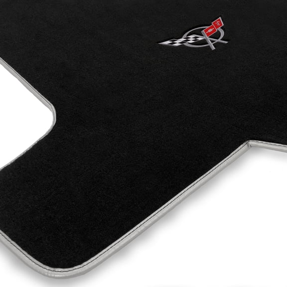 Lloyd Mats Custom Fit Floor Mats for Corvette C5 Coupe 1997-2004 (Targa Top) LogoMat Deck Black