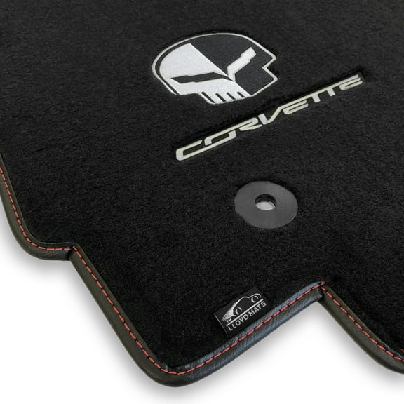 Lloyd Mats Custom Fit Floor Mats for Corvette C7 2014-2019 LogoMat 2Pc Set Charcoal