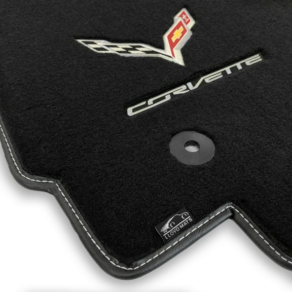 Lloyd Mats LogoMat Custom-Fit 2PC Carpet Floor Mats for 2014-2019 Chevrolet C7 Corvette, Charcoal