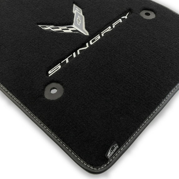 Lloyd Mats Custom Fit Floor Mats for Corvette C8 2020-ON LogoMat 2Pc Set Charcoal