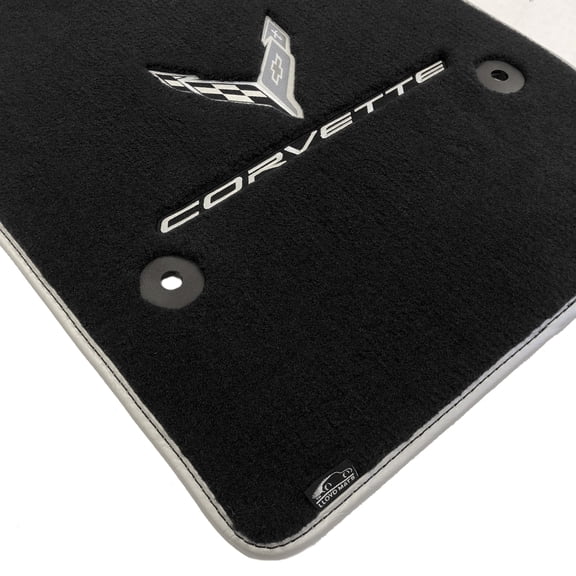 Lloyd Mats Custom Fit Floor Mats for Corvette C8 2020-ON LogoMat 2Pc Set Charcoal