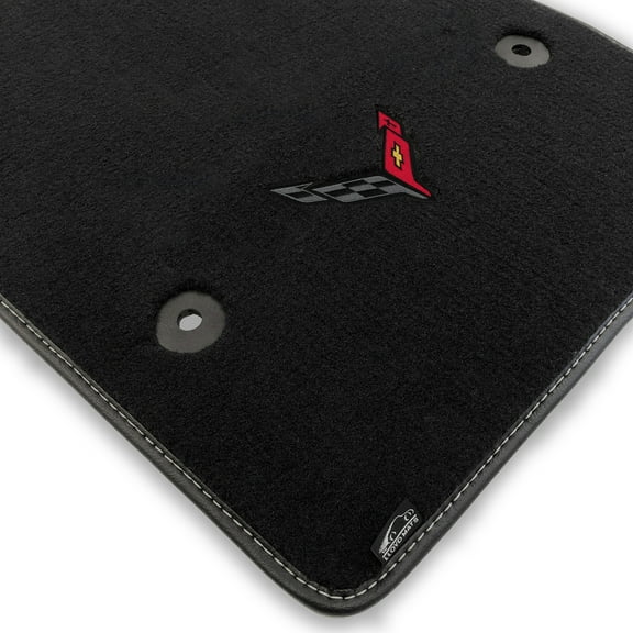Lloyd Mats Custom Fit Floor Mats for Corvette C8 2020-ON LogoMat 2Pc Set Charcoal