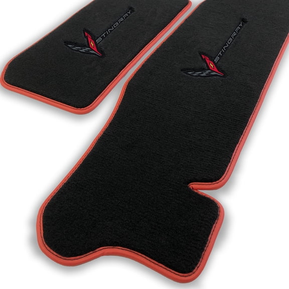 Lloyd Mats LogoMat Custom-Fit 2PC Frunk/Trunk Carpet Mats for 2020-2026 Chevrolet C8 Corvette Coupe (No E-RAY), Charcoal
